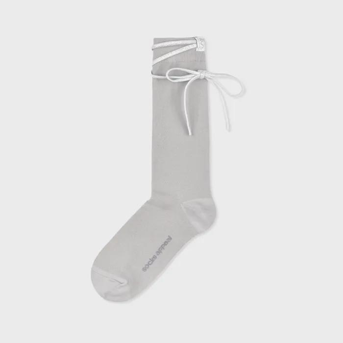 RIBBON GIRL lace up silver