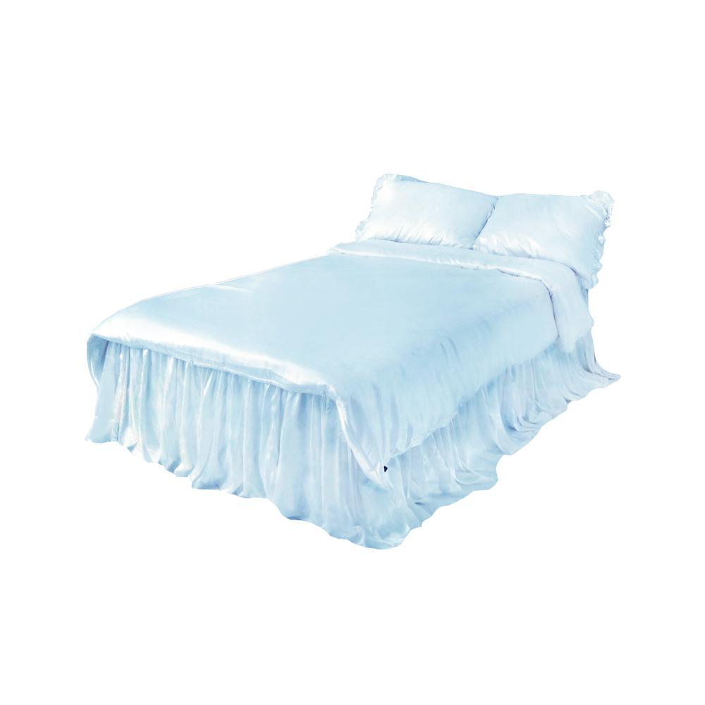 Allure Blue Satin 베드스커트 Full Set