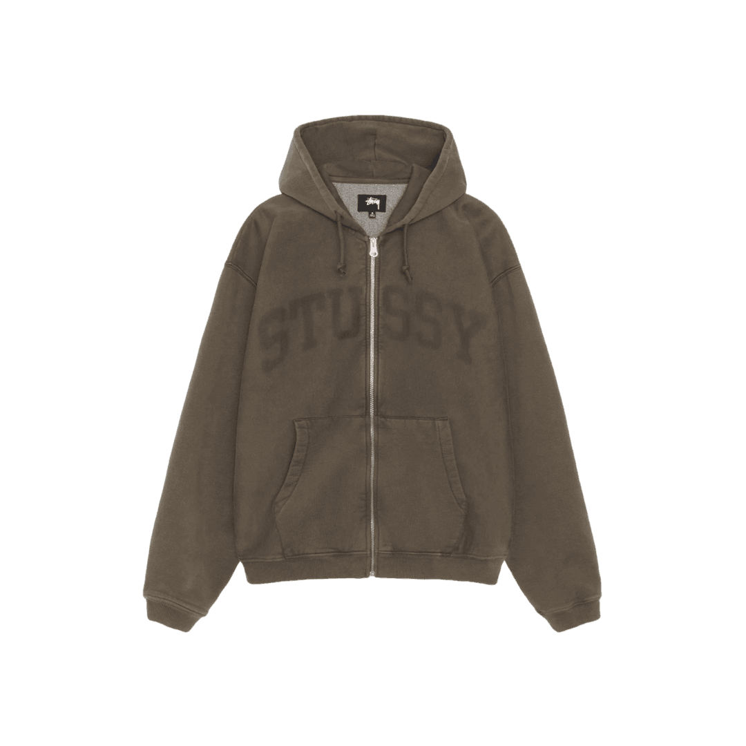 Stussy Faded Graphic Zip Hoodie Olive