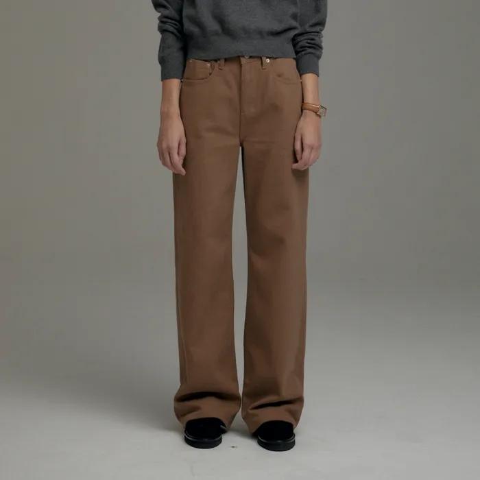 와이드 데님 팬츠 (brown기모)