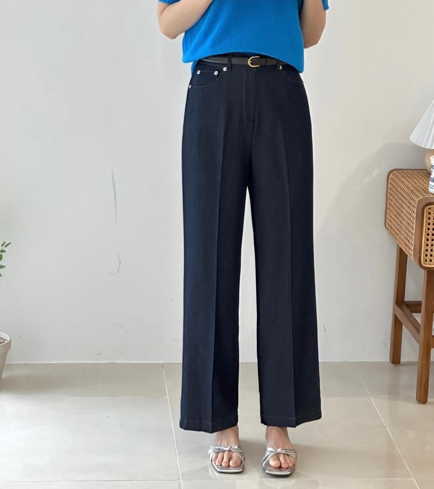 [한여름까지/구김없는 차르르한]먼드 링클프리 데님 슬랙스(숏/롱)