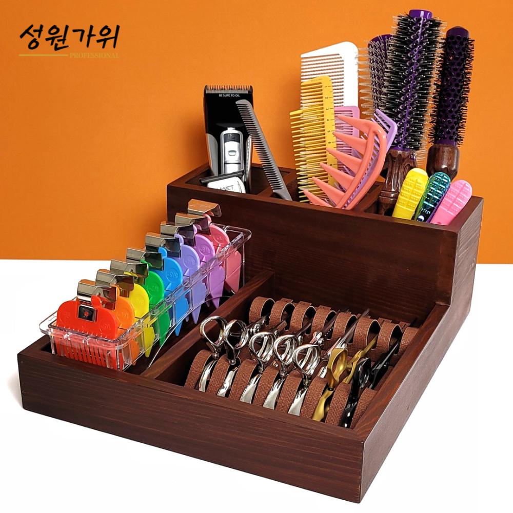 가위정리대 가위거치대 원목 가위정리함 브라운