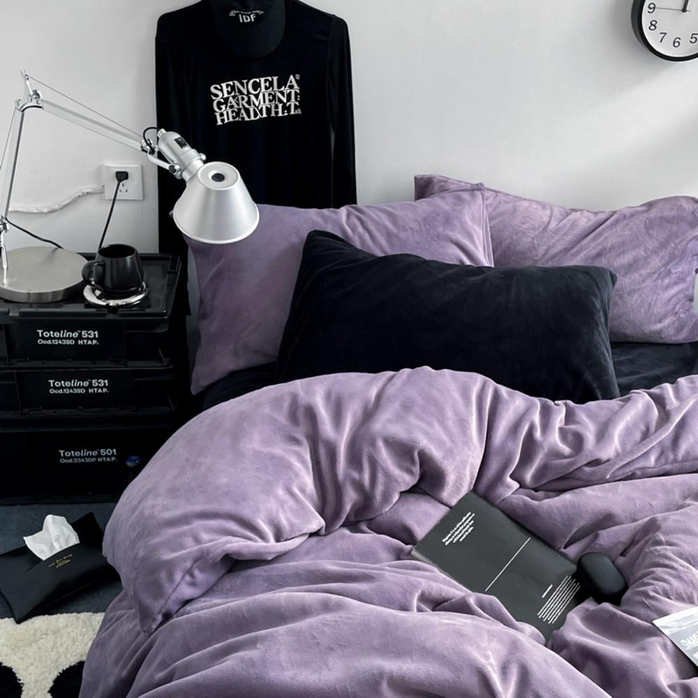 페르지아 겨울 극세사이불 블랙 퍼플 침구커버세트 싱글 슈퍼싱글 퀸 킹