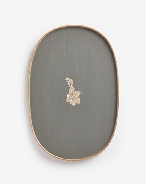 [나은크라프트] 차꽃문 타원형 옻칠트레이 大