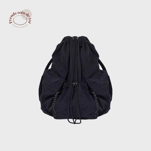 드로스트링 나일론 백팩 블랙