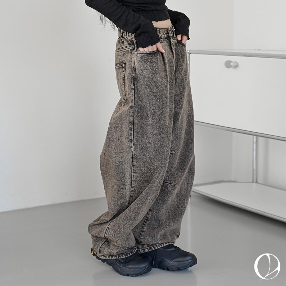 [MADE]포즌 스톤 워싱 와이드 데님팬츠