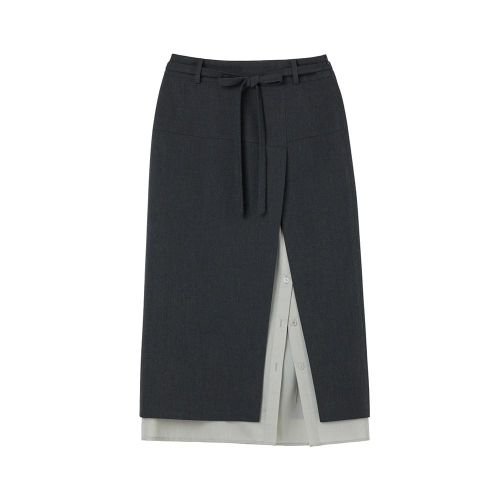 (SET-하의)배색 트임 H라인 스커트 AS1WS261