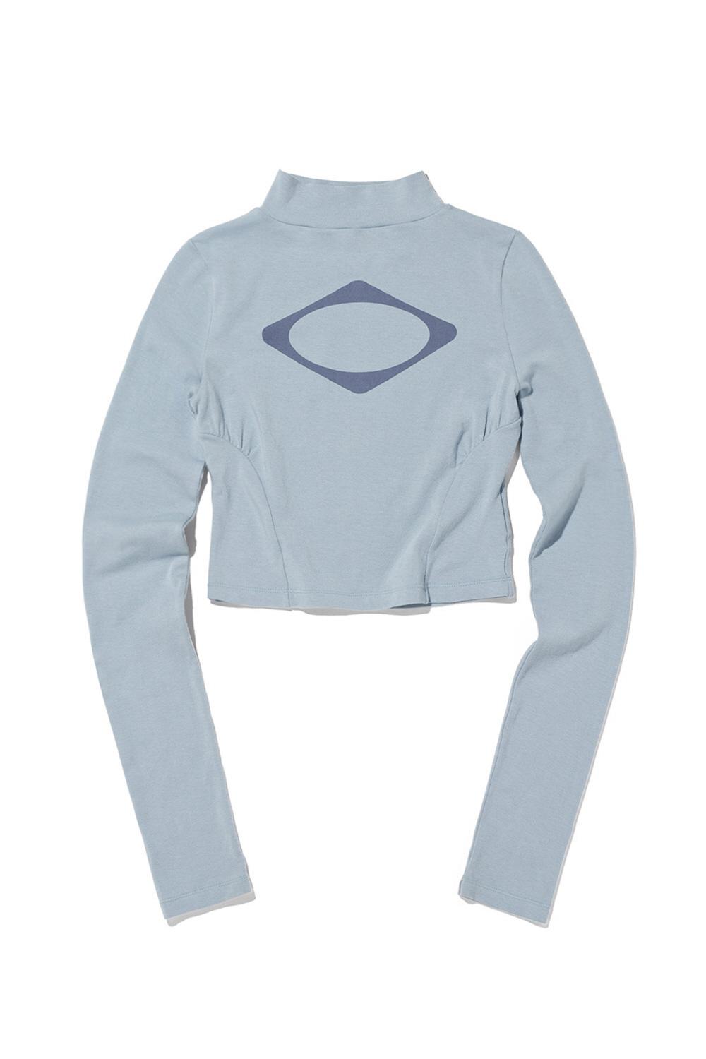 FITTED MOCK NECK LONG SLEEVE TOP_GREYISH BLUE