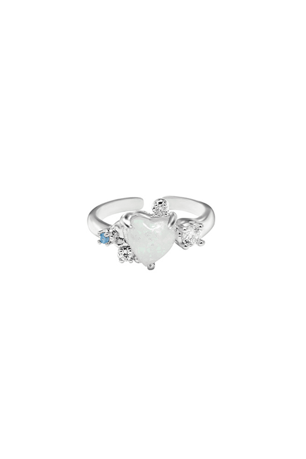 MOON HEART CUBIC OPEN RING