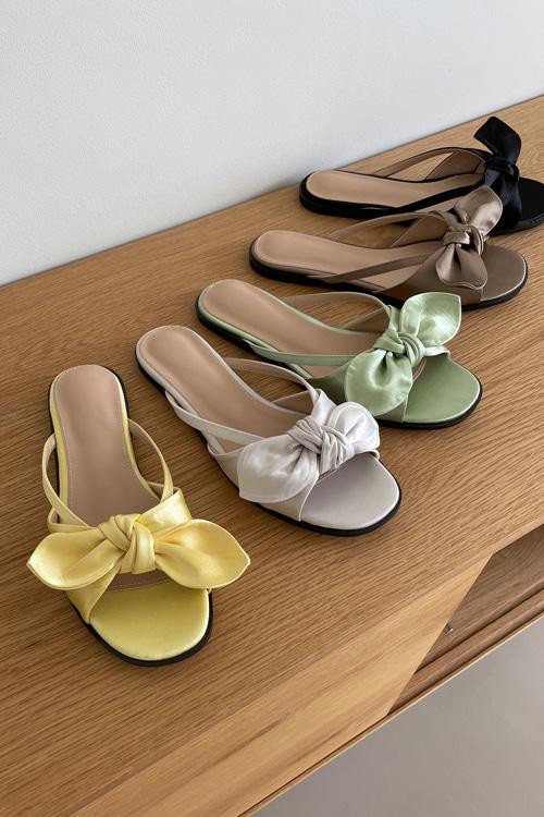 새틴 리본스트랩 뮬 슬라이드 1cm 5컬러