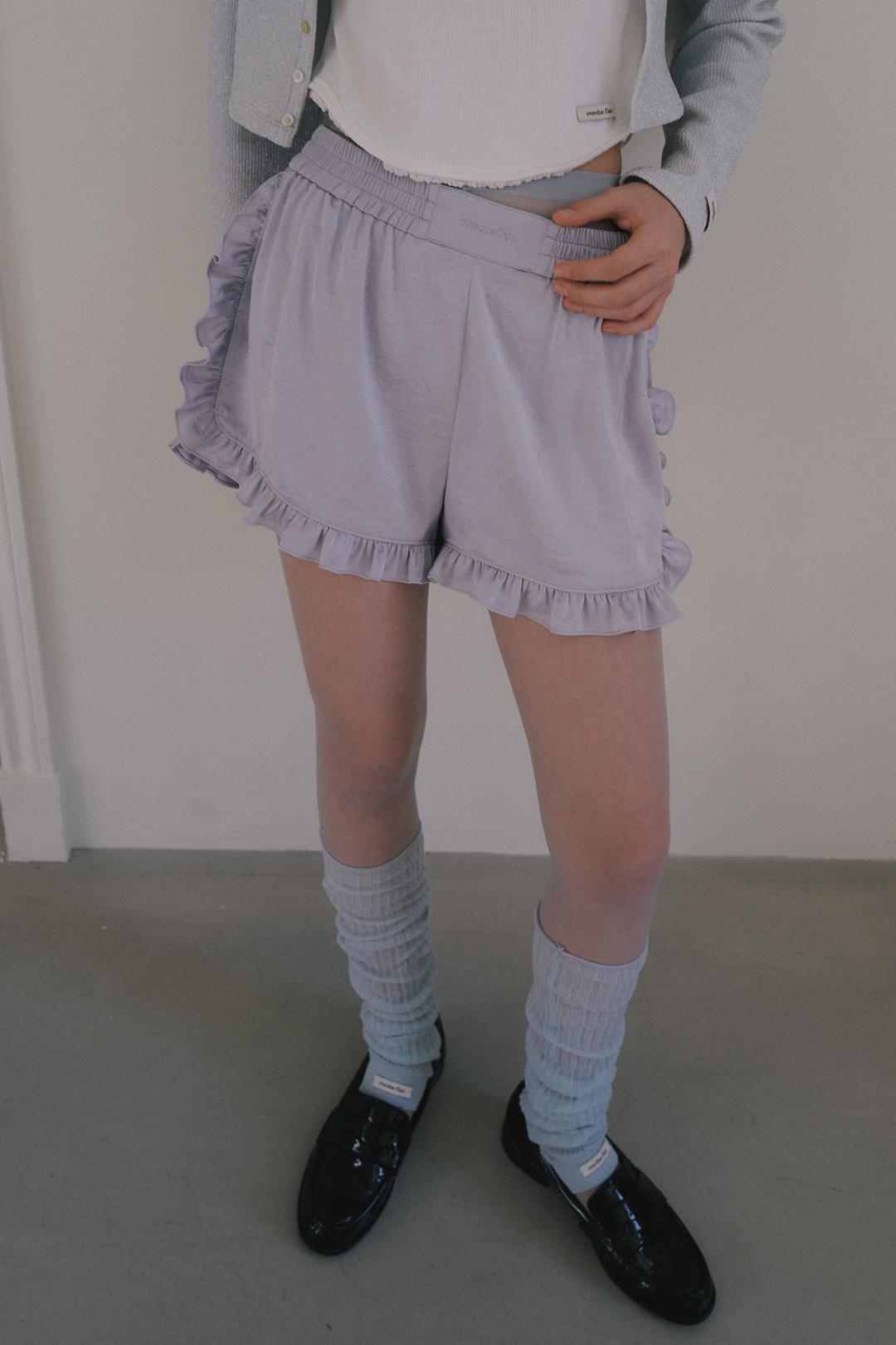 FRILL SATIN SHORTS_GREY