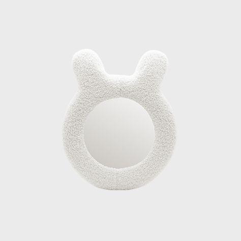 FLUFFY CUSHION MIRROR RABBIT - WHITE