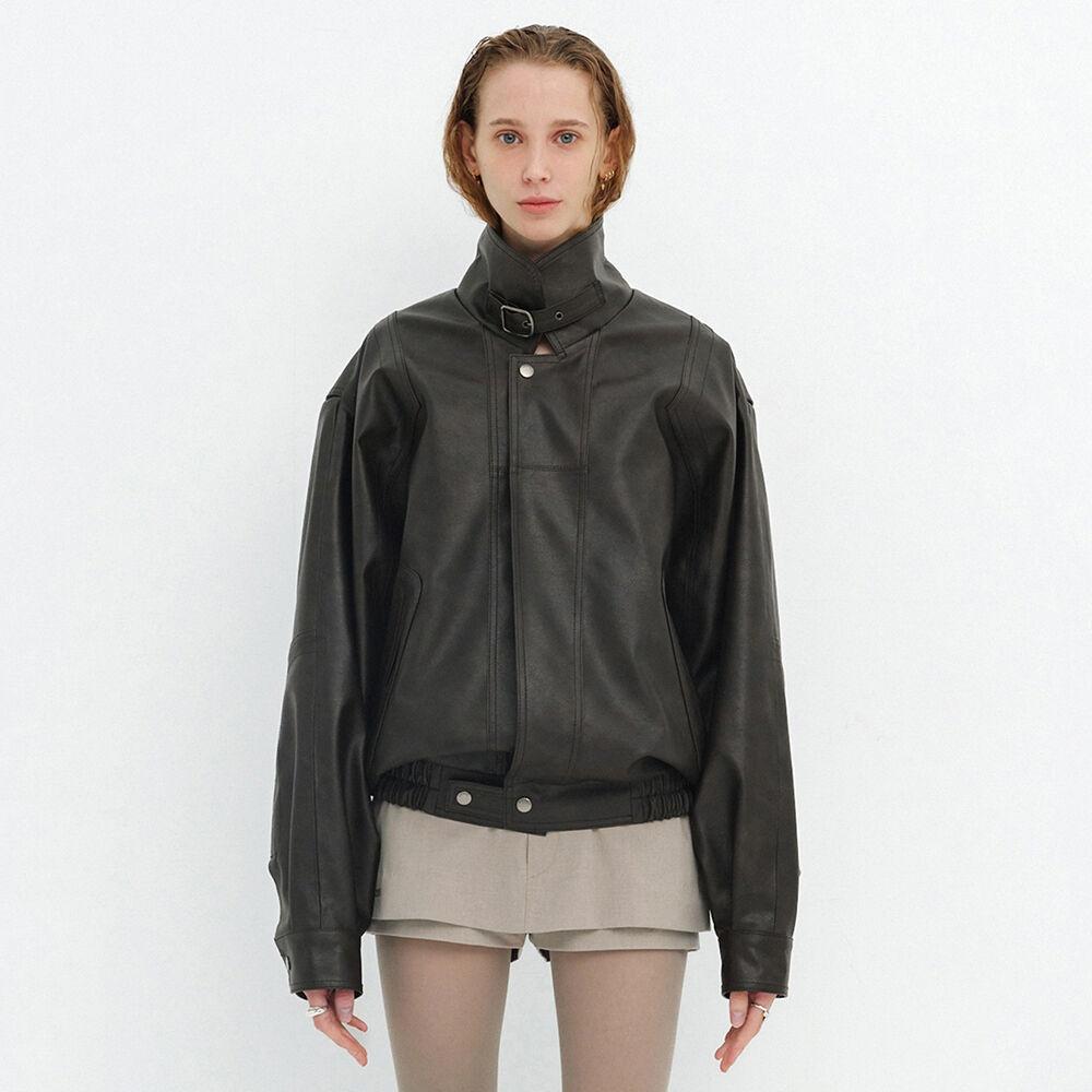 CRACK LEATHER JACKET / BROWN