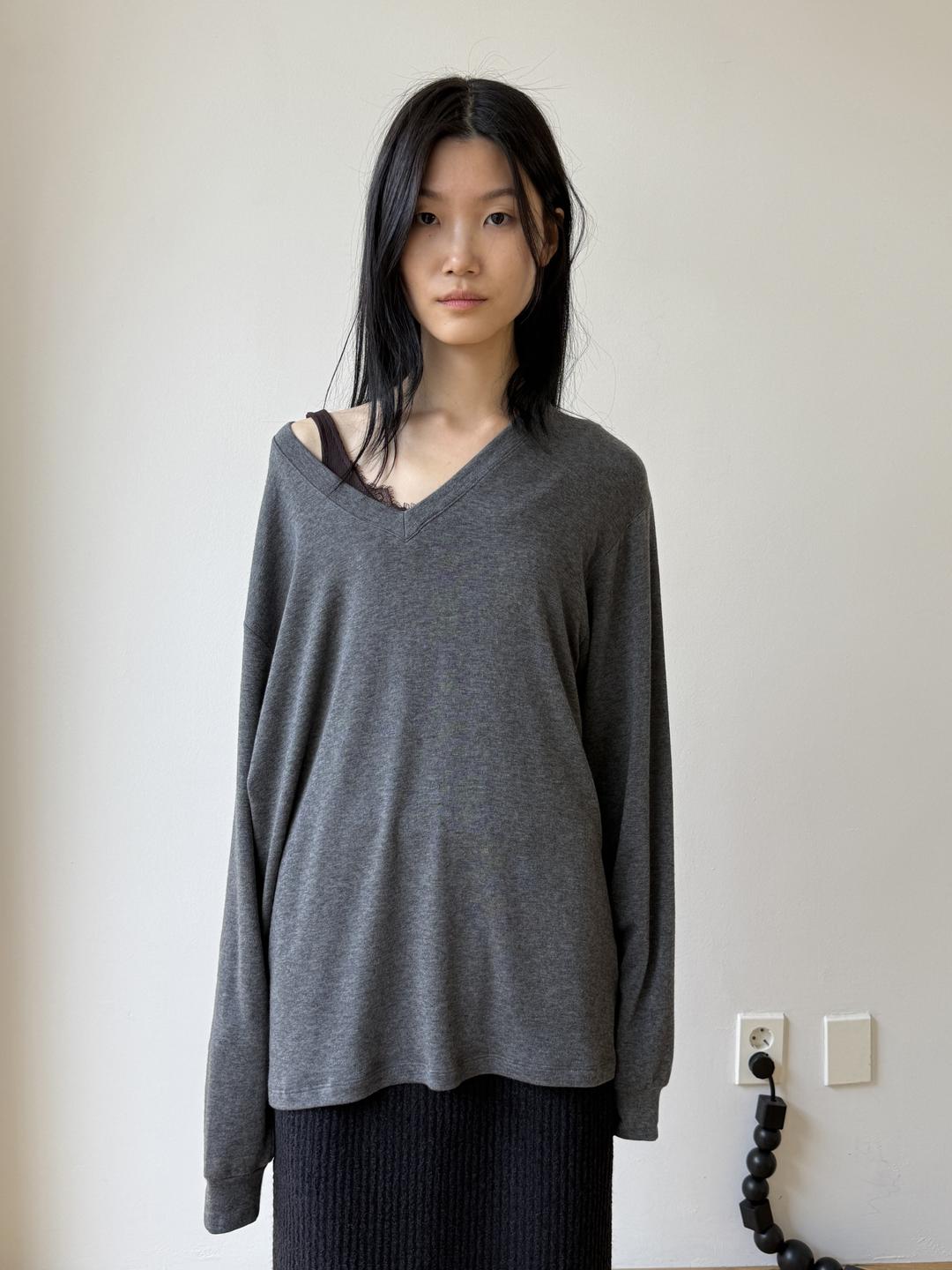 Wool loose t-shirt (charcoal)