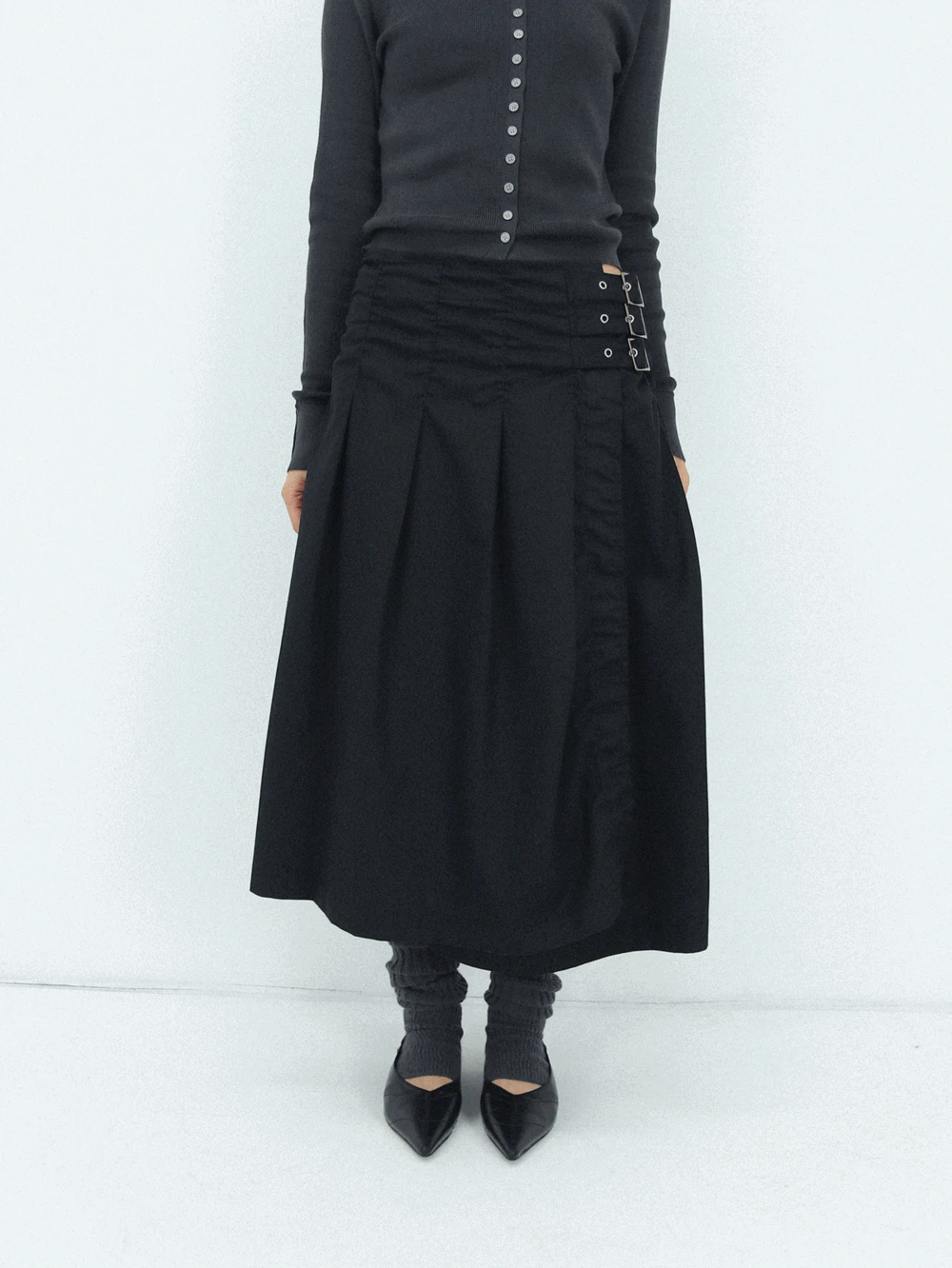 론 벨티드 랩 스커트