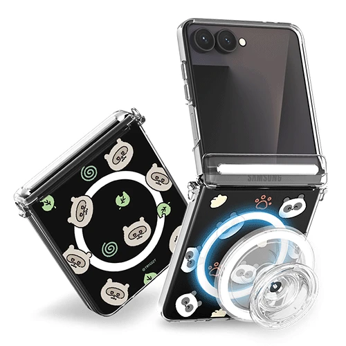 [TC] 오토 힌지 마그네틱 클리어 하드 케이스(맥세이프 호환) [작은 친구들] Z플립7 7FE 6 5