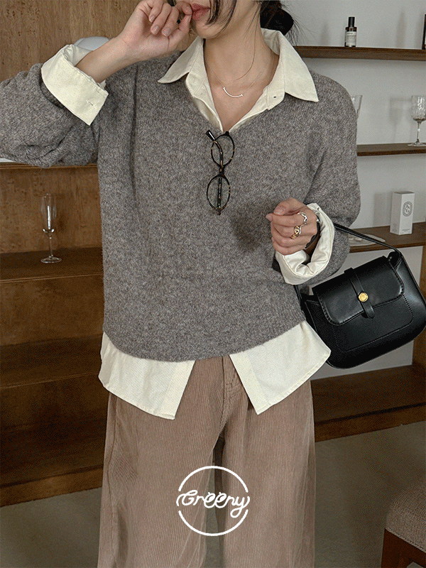 그리니스튜디오 울🐑 셀레나 폭닥 백스트랩 브이넥 니트 (5 colors)