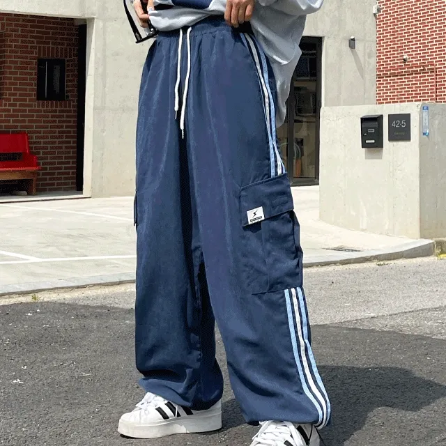 당일출고💗[M-L/2way] 힙한핏 y2k 삼선 트랙라인 빅 카고 와이드팬츠/카고팬츠/조거팬츠/스트링조거/카고바지/조거바지/가을신상