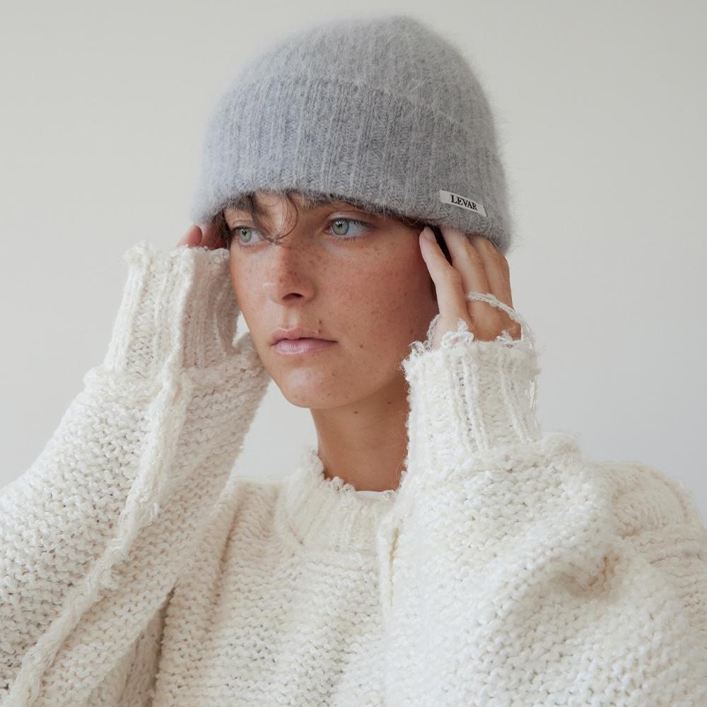 Soft Angora Beanie - Melange Grey