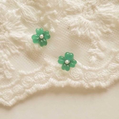 [봄밤달] 초록초록 네잎클로버 귀걸이