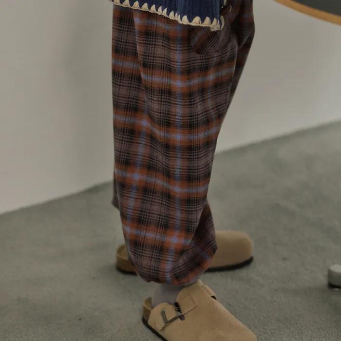 멜로 체크 조거팬츠 - 포그블루