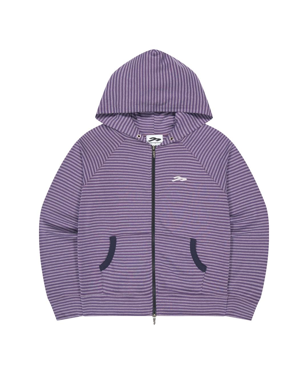 주영X탄산 스몰로고 후드집업 스트라이프 보라