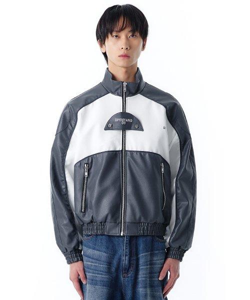 VEGAN LEATHER BUTTERFLY BIKER JACKET-GREY