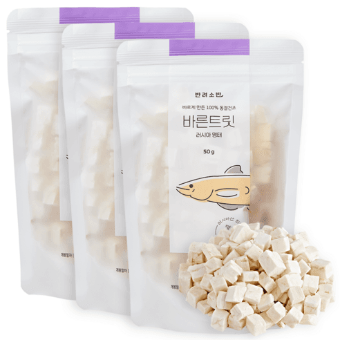 반려소반 바른트릿 강아지 간식, 명태, 3개