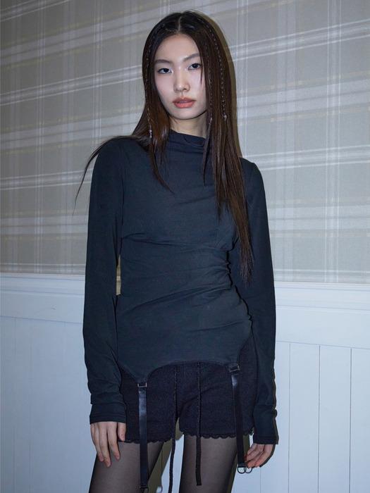 Garter high neck top_2colors