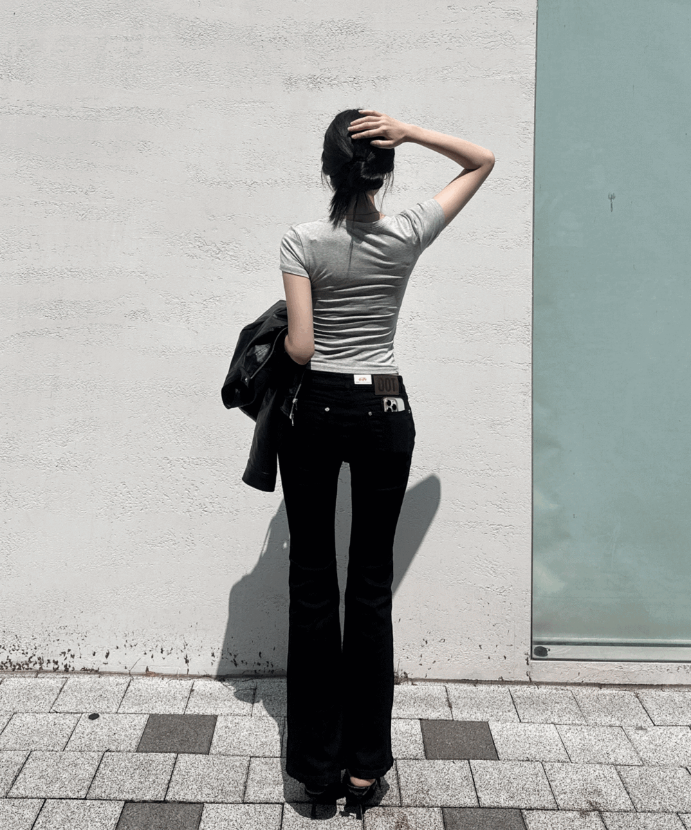 로우라이즈 코튼 롱 부츠컷 면 팬츠 -2color