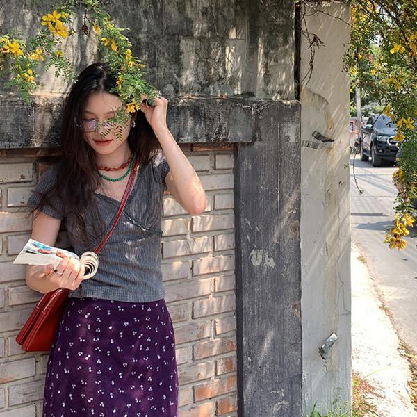 Vintage flower long skirt