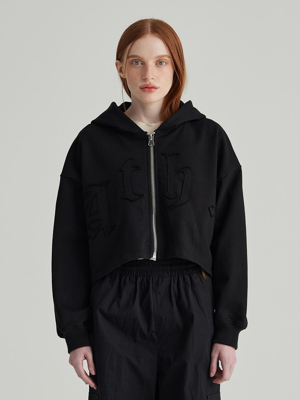 블랙 엣지 로고 후드 집업