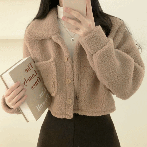 [몽글몽글] 웜 덤블 크롭 자켓