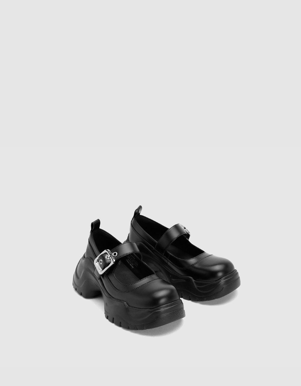 Vegan Leather Round Toe Pumps - Black / 35