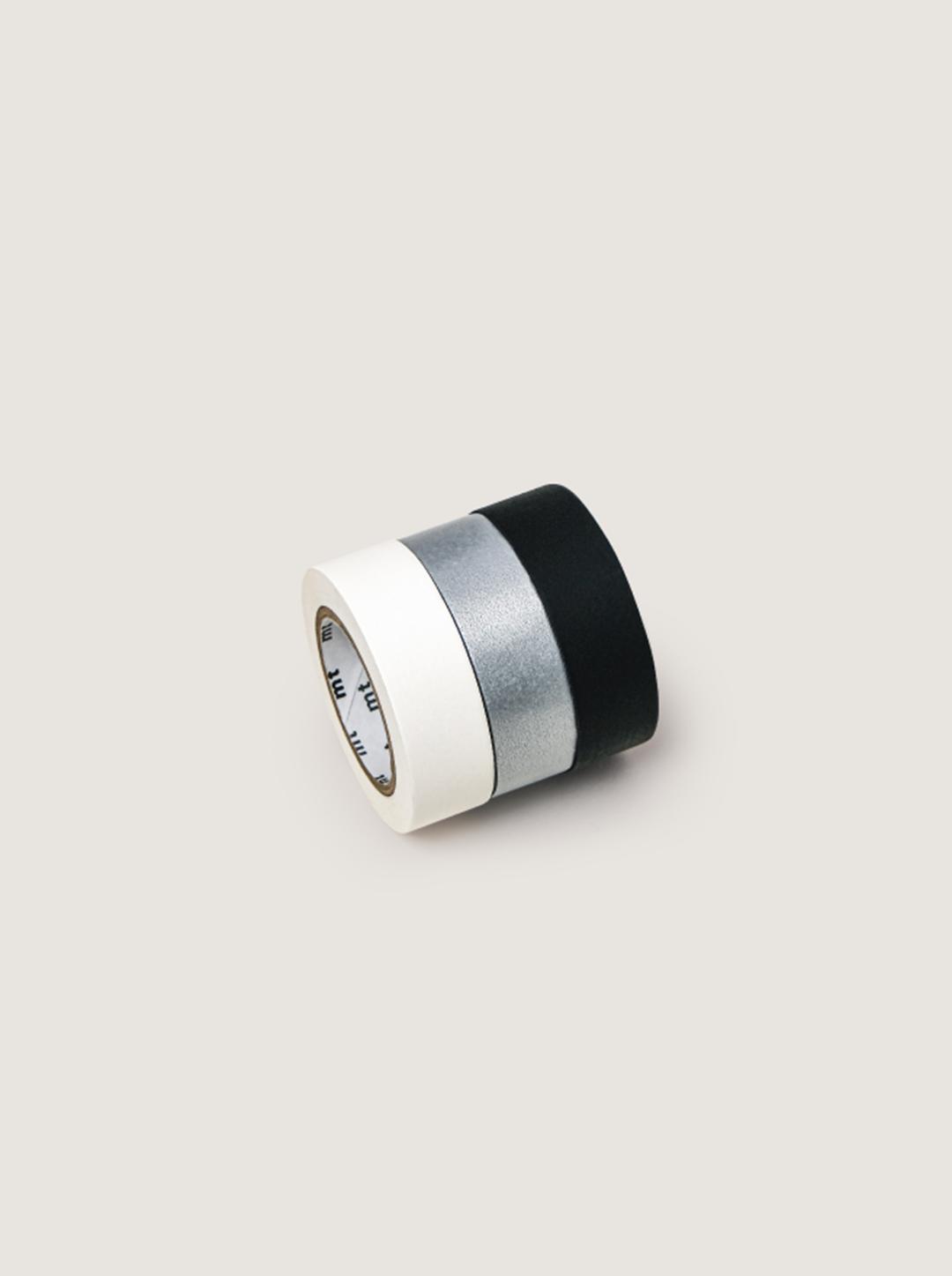 White, black, silver MT masking tape