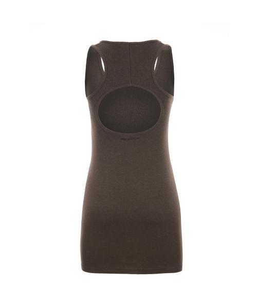 Back hole tank top dress 004(Brown)