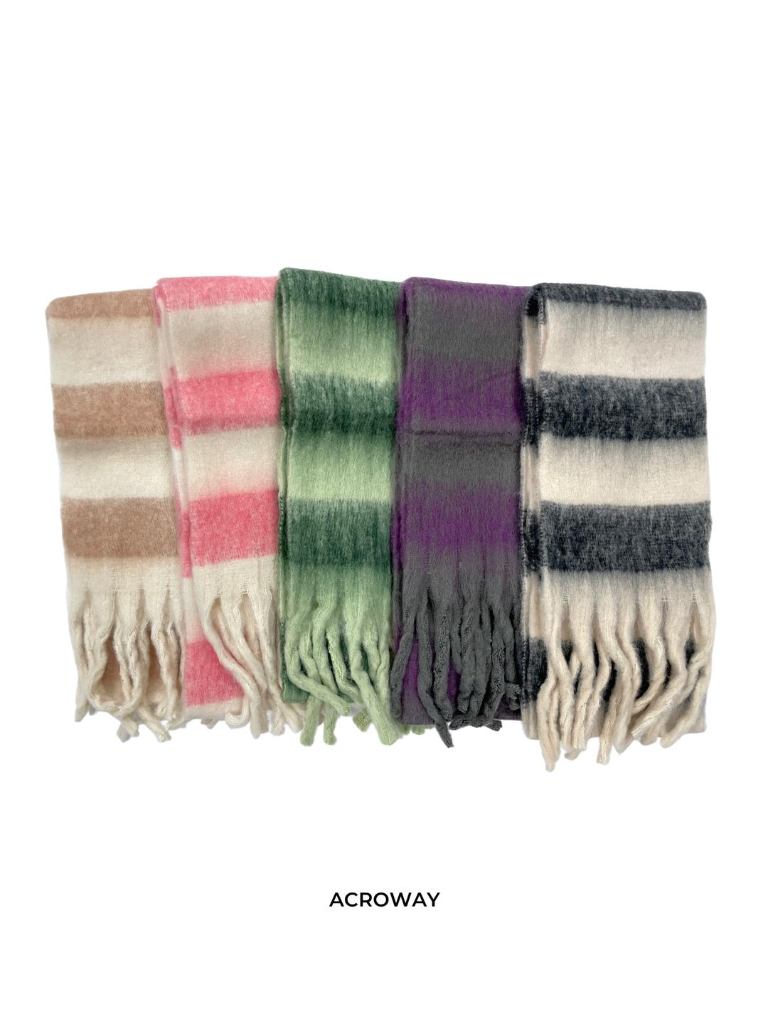 Wool stripe muffler 6C