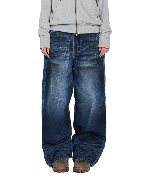 Chain Graphic Denim Pants (Blue)