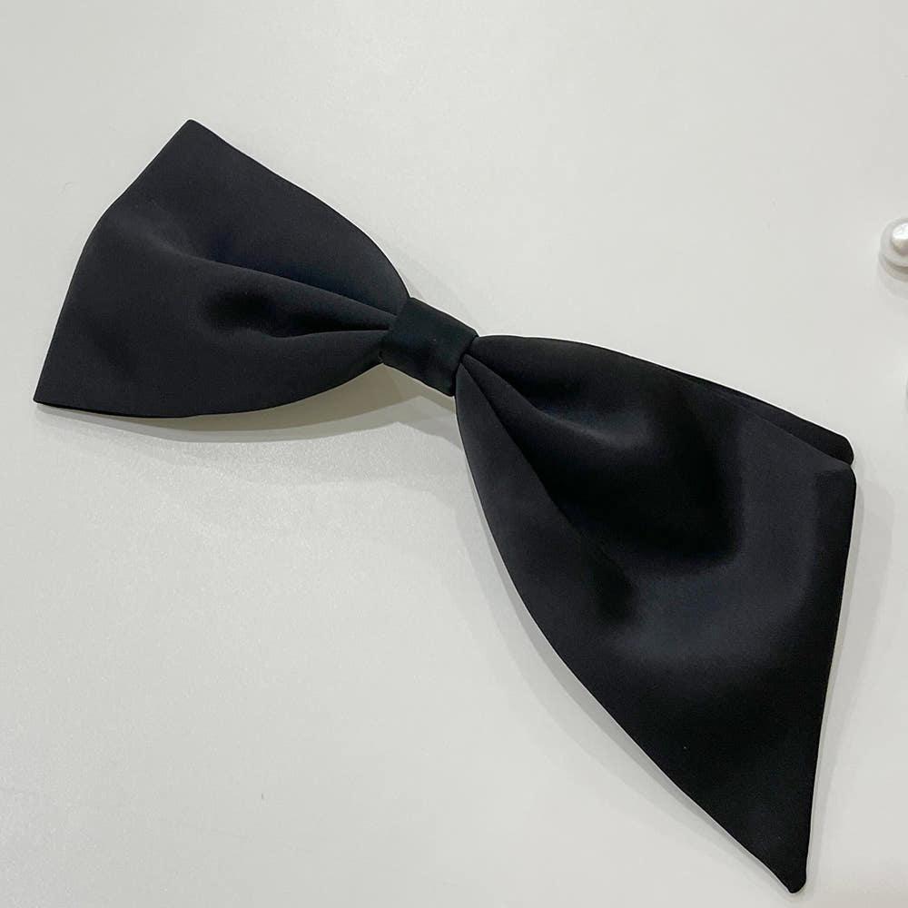 블랙 소피부하이 머리핀 새틴 언발 왕 리본핀