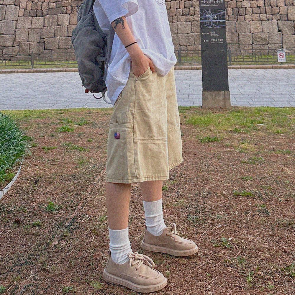 플래그 빈티지 워싱 하프 팬츠 3color