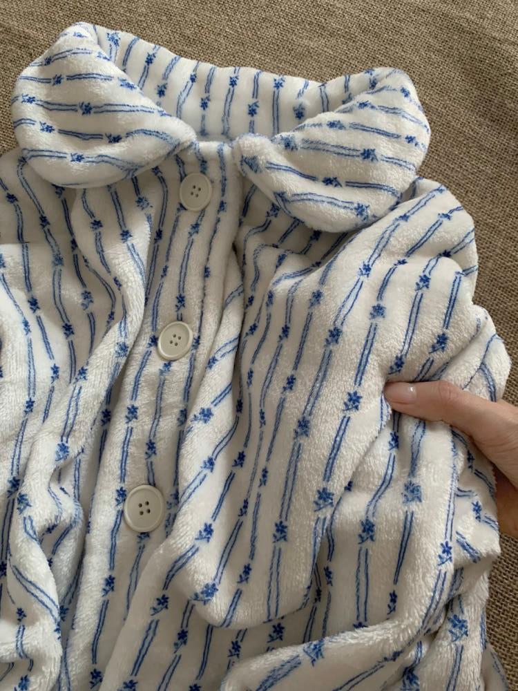 수심 Cozy Floral Homewear 코지 플로럴 잠옷 귀여운 겨울 파자마 세트