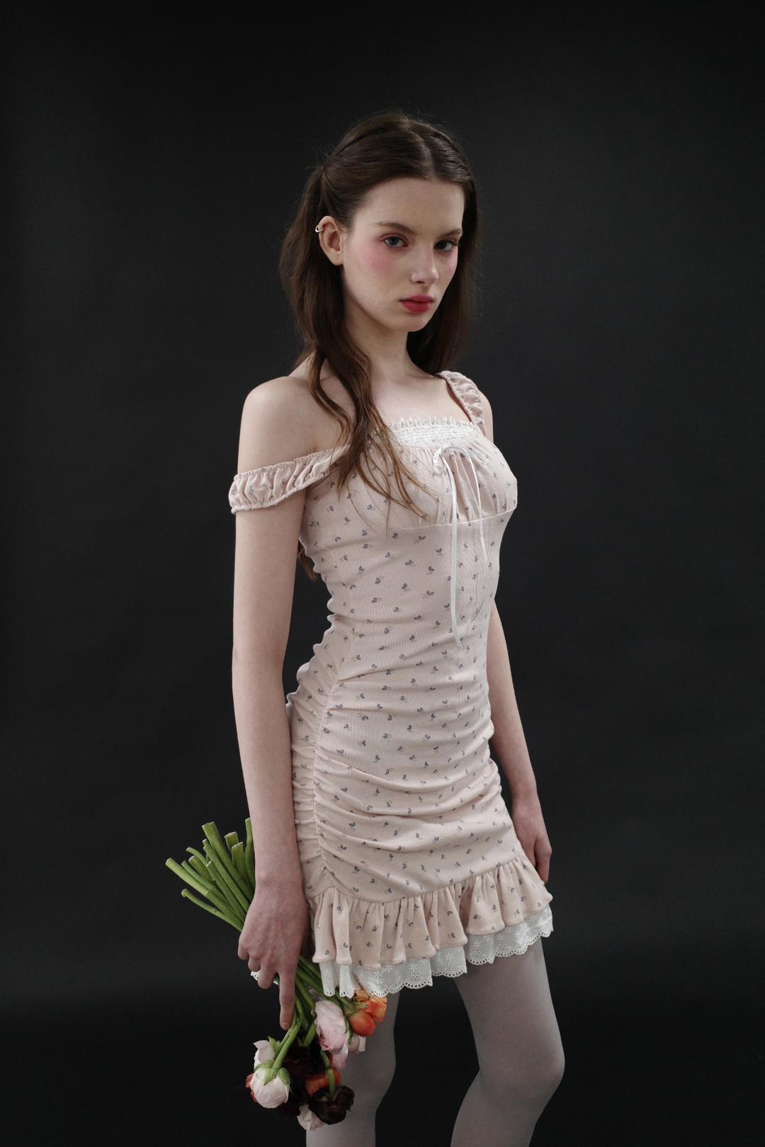 VIOLA FLOWER SHIRRING OPS (PINK)