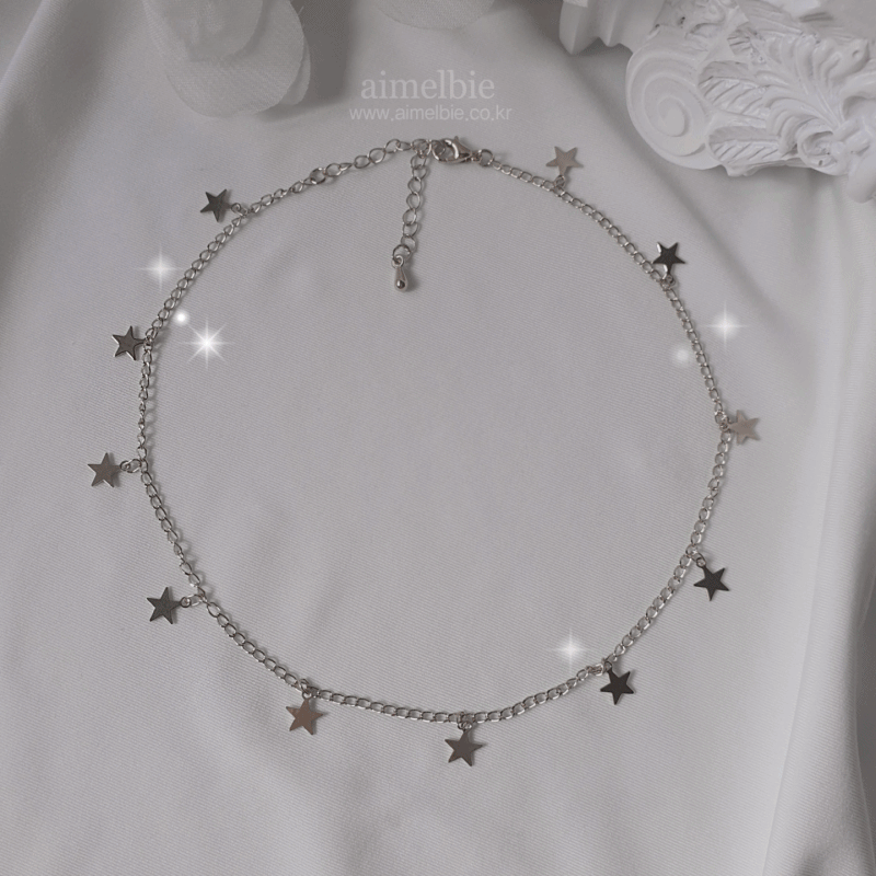 [에스파 카리나 착용] Little Stars Choker Necklace - Silver
