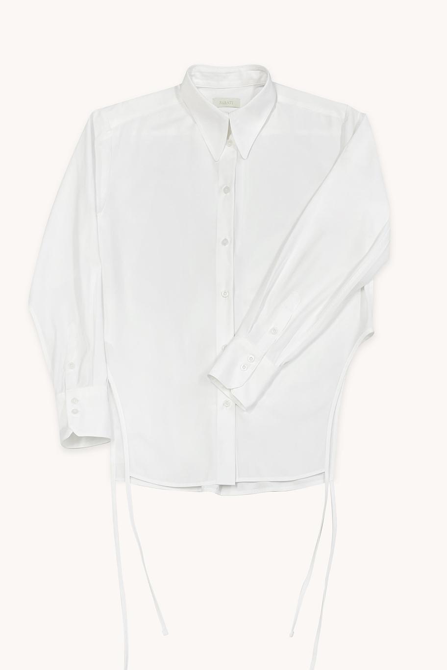 Side Cut-out  Strap Shirt_WHITE