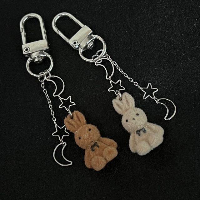 토끼 피규어 별 달 키링