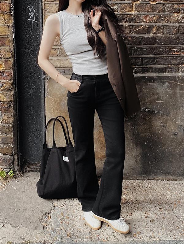 슬로우앤드 [👖기장세분화/-3kg효과] #SLOWMADE. 치즈 세미부츠컷 올데이팬츠(+숏/베이직/롱ver) - 4 size