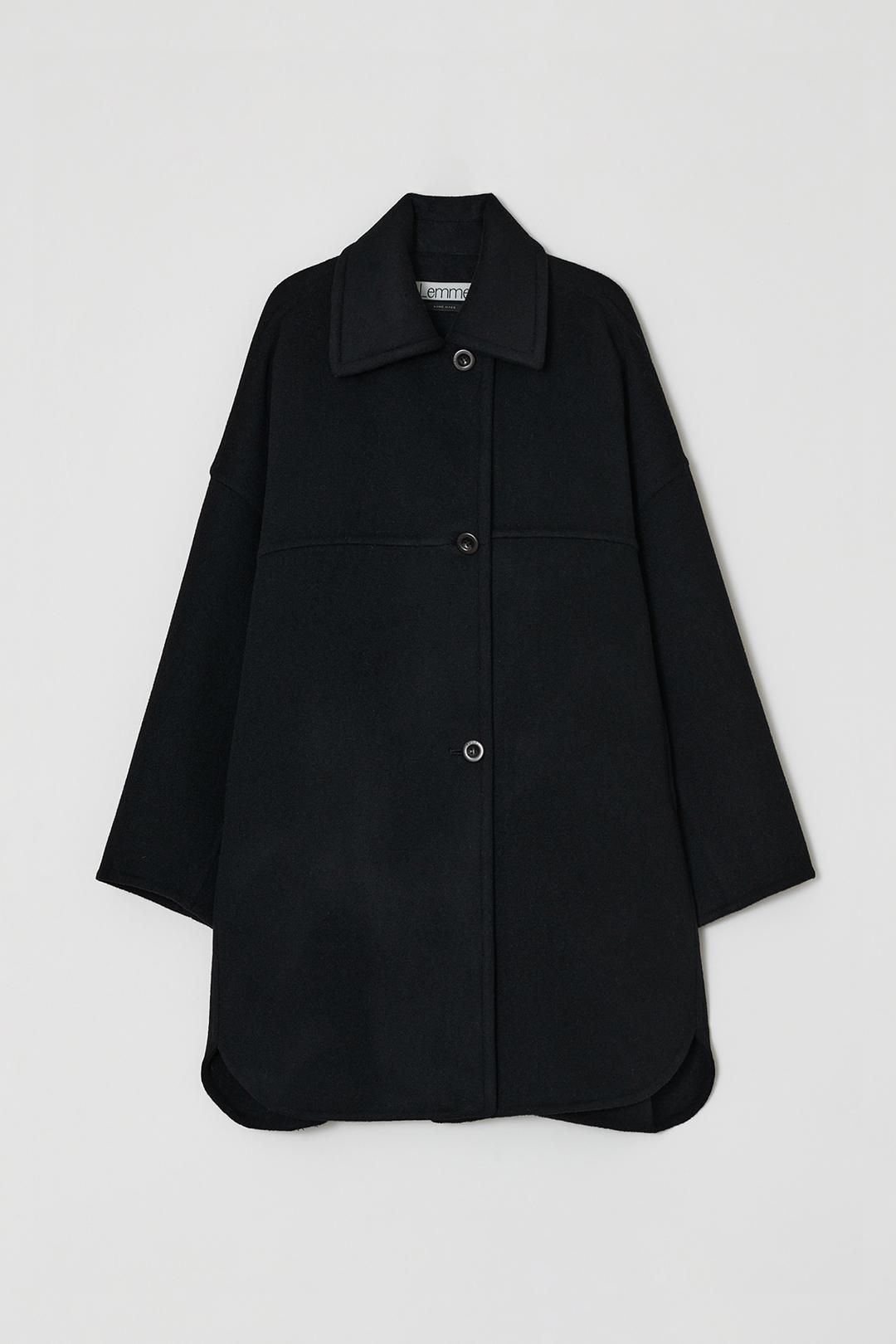 OVERFIT SINGLE HANDMADE HALF COAT , BLACK