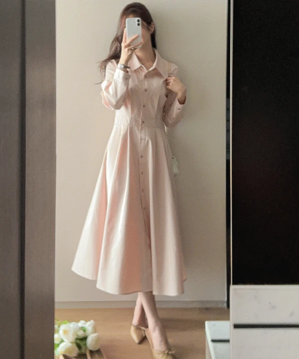 벨르 핀턱 셔츠 원피스