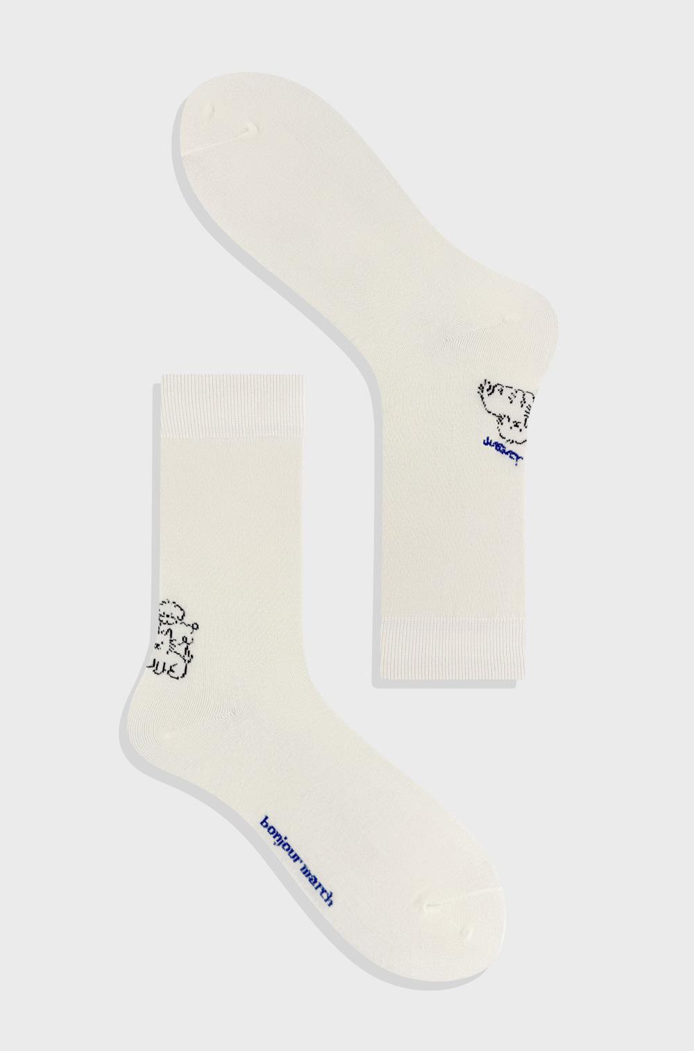 Three dogs socks_ivory