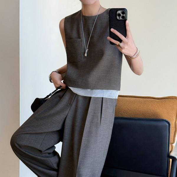 Ash Brown Pants Suit Set-up
